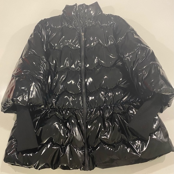 Habitual Kids Black Patent Puffer Peacoat w/Cropped Bell Sleeves Size 16 - Picture 9 of 9